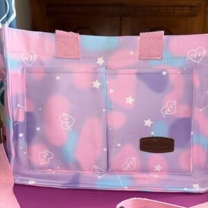 Pink Purple Starry Tote Bag with Hearts
